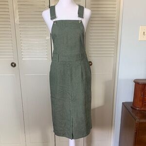 SHEIN Moss Green Pinafore Midi Dress with Buckle Straps